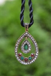 STONEAGE Çift Damla Bronz Kadın Kolye Zincir Hediyeli thumbnail 1