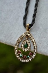 STONEAGE Çift Damla Bronz Kadın Kolye Zincir Hediyeli thumbnail 2