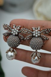 ZİRKON VE İNCİLİ ARI KÜPE thumbnail 2