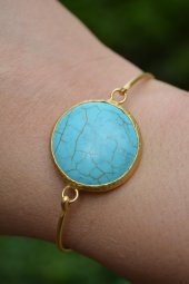 STONEAGE Turkuaz Taşlı Altın Kaplama Bileklik thumbnail 1