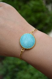 STONEAGE Turkuaz Taşlı Altın Kaplama Bileklik thumbnail 2