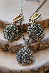 STONEAGE Zirkon Kolye Küpe Kadın Set thumbnail 2