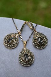 STONEAGE Zirkon Taşlı Otantik Bayan Kolye Küpe Seti thumbnail 2