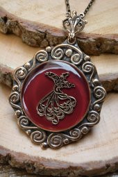 STONEAGE Semazen Bordo Bayan Kolye Zincir Hediyeli thumbnail 2