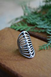 STONEAGE Bayan Antik Gümüş Bohem Yüzük Ayarlanabilir thumbnail 3