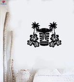 Oturma Odası, Yatak Odası Duvar Sticker Hawaii Çiçekleri Ağacı Avuç İçi Maskesi Tiki Bar Hawaii Sanat İç Çıkartmalar - 1
