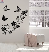 Oturma Odası, Yatak Odası Duvar Sticker Güzellik Kelebekler Çiçekler Doğa İç Çıkartmalar - 1