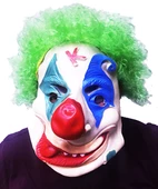 Parti Aksesuar Yeşil Renk Afro Bonus Peruklu Palyaço Lateks Et Maske - 1