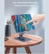 Cosmostech Telefon ve Tablet Tutucu 360° Hareketli Dönen, Katlanabilir Metal Alüminyum Masaüstü Stand - 3