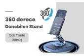 Cosmostech Telefon ve Tablet Tutucu 360° Hareketli Dönen, Katlanabilir Metal Alüminyum Masaüstü Stand - 5