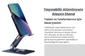 Cosmostech Telefon ve Tablet Tutucu 360° Hareketli Dönen, Katlanabilir Metal Alüminyum Masaüstü Stand - 6