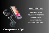 Cosmostech Motosiklet Bisiklet Su Geçirmez 360° Ayarlanabilir Telefon Tutucu Navigasyon Stand - 6