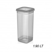 Porsima 432-Gr 12 li Etiketli Kare Un Erzak Bakliyat Saklama Kabı Takımı 1.90 lt - Gri - 3
