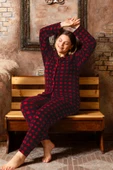 Nisanca Büyük Beden Kışlık Düğmeli Gömlek Pijama Takımı - 1