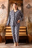 Nisanca Büyük Beden Kışlık Düğmeli Gömlek Pijama Takımı - 3