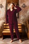 Nisanca Büyük Beden Kışlık Düğmeli Gömlek Pijama Takımı - 6