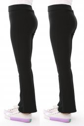 Kız Çocuk İkili İspanyol Paça Yüksek Bel Toparlayıcı Fitilli Uzun Tayt Pantolon - 1