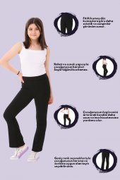 Kız Çocuk İkili İspanyol Paça Yüksek Bel Toparlayıcı Fitilli Uzun Tayt Pantolon - 8