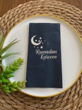 Gümüş Yaldızlı Siyah Ramadan Karem Peçete 16 Adet - 1