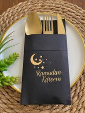 Gold Siyah Cepli Ramadan Karem Peçete 12 Adet 40x40 - 1