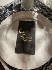 Gold Yaldızlı Siyah Ramadan Karem Peçete 16 Adet - 1