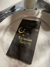 Gold Yaldızlı Siyah Ramadan Karem Peçete 16 Adet - 2