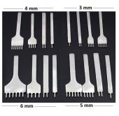 Çapraz Delgi / Çatal Zımba Seti 6 mm 4 Adet Deri El Aleti - 4