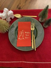 Gold Yaldızlı Kırmızı Yılbaşı Kadeh Happy New Year Peçete 16 lı thumbnail 3