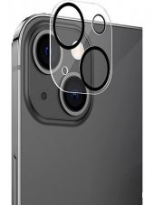 İphone 13 / 13 Mini İle Uyumlu Flaş Çemberli Koruyucu Lens - 1