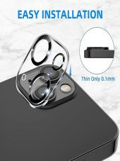 İphone 13 / 13 Mini İle Uyumlu Flaş Çemberli Koruyucu Lens - 2