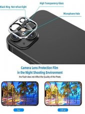 İphone 13 / 13 Mini İle Uyumlu Flaş Çemberli Koruyucu Lens - 3