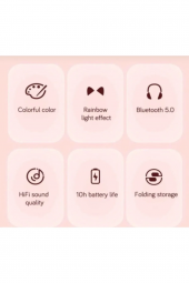 Kablosuz Bluetooth 5.0 Led Işıklı Kedili Şık Kulaklık - 4