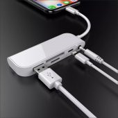 Concord Lightning To Usb + Kart Okuyucu (SD/TF)+ Şarj + 3.5mm Aux Dönüştürücü - 3