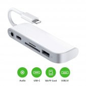 Concord Lightning To Usb + Kart Okuyucu (SD/TF)+ Şarj + 3.5mm Aux Dönüştürücü - 4