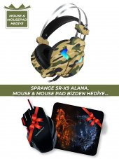 SPRANGE SR-X9 108 db/mW Mikrofonlu Kamuflaj Desenli Oyuncu Kulaklık ( MOUSE & MOUSEPAD HEDİYELİ ) - 1