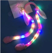 Tavşan Taç Şapka Hareketli Işıklı Kulaklar Peluş Kafa Bandı Sarı Hava Yastık - 1