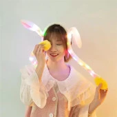 Tavşan Taç Şapka Hareketli Işıklı Kulaklar Peluş Kafa Bandı Sarı Hava Yastık - 4