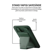 iPhone Magsafe Destekli Cardsafe Stand Özellikli Deri Kartlık Cüzdan - 7