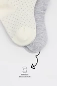 Bistyle Organik 2li Puan Derby Penye Soket Çorap BS2000 Gri Ekru - 4