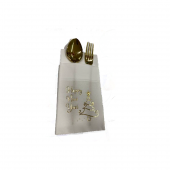 Gold Yaldızlı Beyaz Happy New Year Çam Ağacı Cepli Aır Touch Peçete 12 lı 40x40 - 1