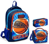 Coral High Lacivert Turuncu Basketbol Üçlü İlkokul Okul Çanta Seti - 1