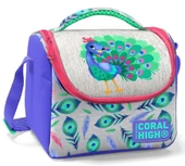 Coral High Kız Çocuk Pembe Yeşil Tavuskuşu Okul Beslenme Çantası - Thermo Yalıtımlı thumbnail 1