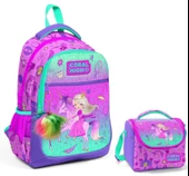 Coral High Pembe Yeşil Unicorn ve Prenses Okul Sırt ve Beslenme Çantası Seti - Kız Çocuk thumbnail 1