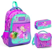 Coral High Kız Çocuk Pembe Yeşil Unicorn ve Prenses Üçlü İlkokul Okul Çanta Seti thumbnail 1