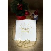 Gold Yaldızlı Beyaz Happy New Year Kare Peçete - 1