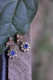 STONEAGE Safir ve Zirkon Taşlı Otantik Bayan Küpe thumbnail 3