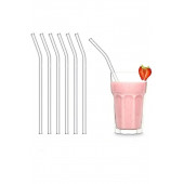 6 Adet Eğik Cam Pipet Isıya Dayanıklı Şeffaf Eğimli Cam Pipet ,Termisil Cam Pipet 21cm - 1