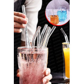6 Adet Eğik Cam Pipet Isıya Dayanıklı Şeffaf Eğimli Cam Pipet ,Termisil Cam Pipet 21cm - 2