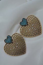 STONEAGE TURKUAZ TAŞLI KALP KÜPE thumbnail 3