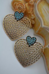 STONEAGE TURKUAZ TAŞLI KALP KÜPE thumbnail 4